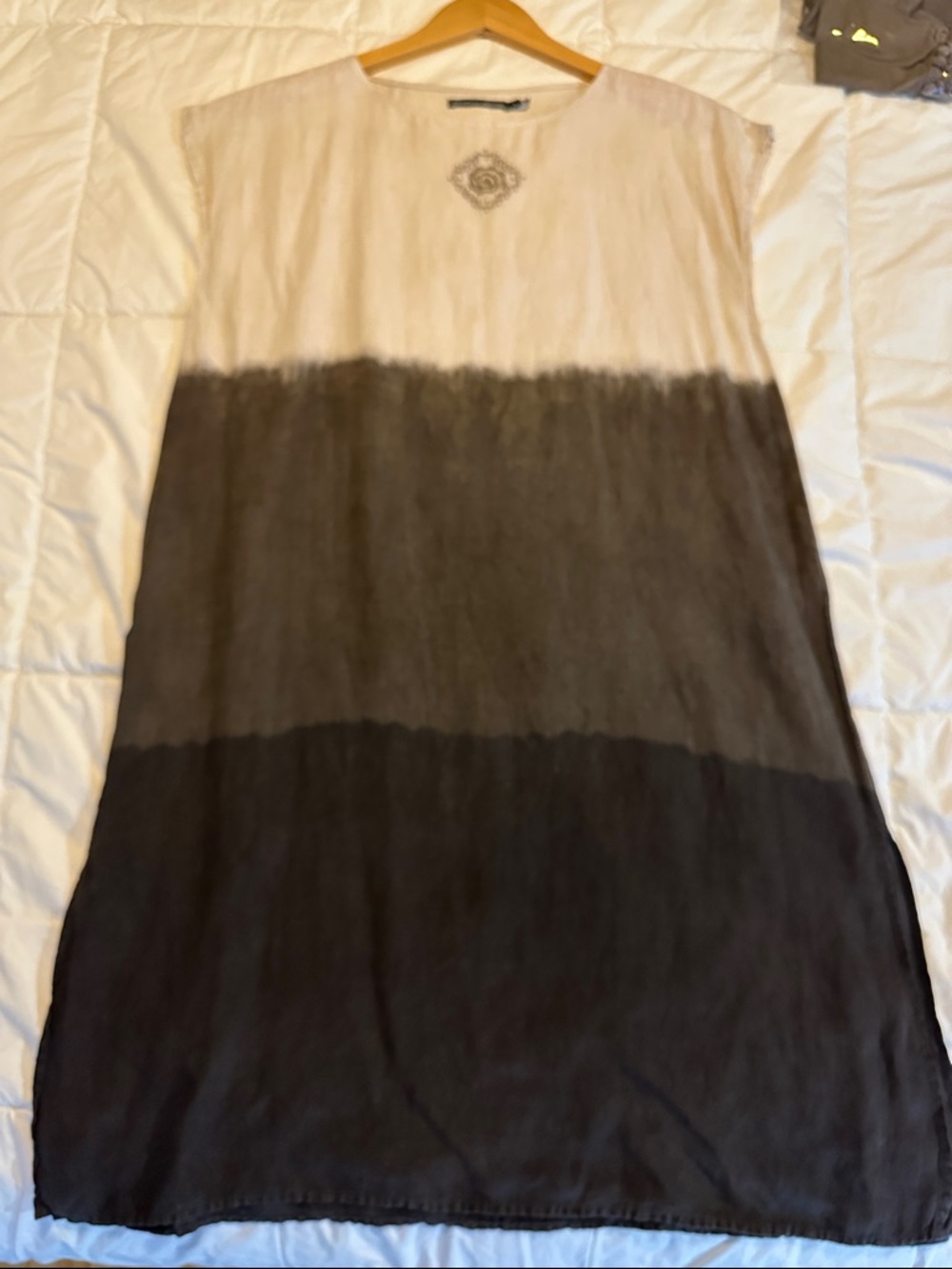 Gudrun Sjoden Cream to Brown Ombre Sleeveless Linen Tunic